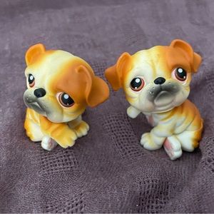 Adorable Littlest Pet Shop LPS/#46 Set of 2 rare bulldogs